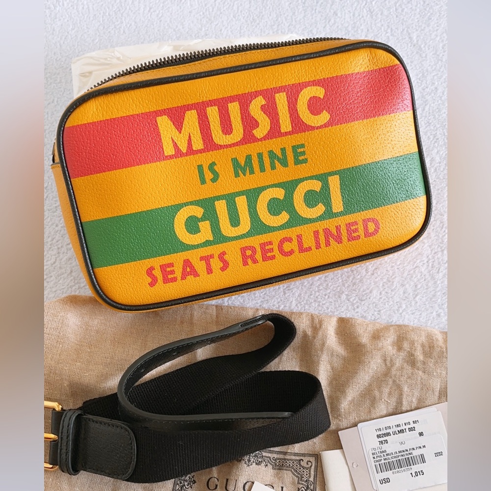 Authentic Gucci 100 Centennial music is mine yellow leather Waist bag belt bag - Picture 9 of 16